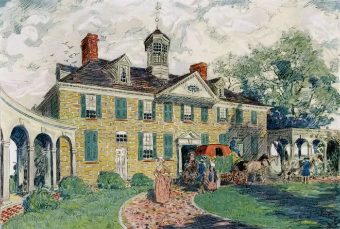 Framed Print : Mount Vernon, near Alexandria, Virginia, USA, c18th century (1921). Artist: James Preston Framed Print : Mount Vernon, near Alexandria, Virginia, USA, c18th century (1921). Artist: James Preston