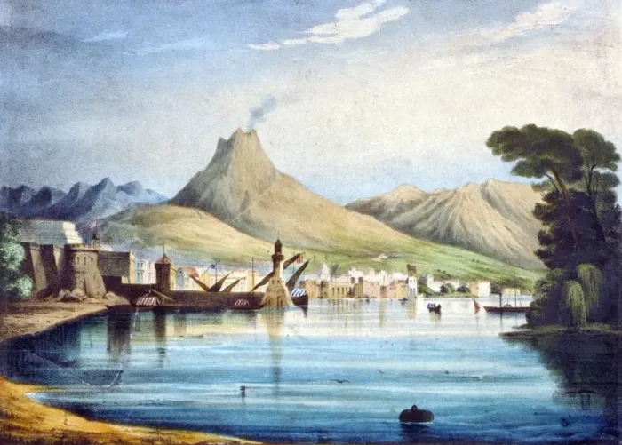 Framed Print : Mount Vesuvius, as represented at the Surrey Zoological Gardens, Southwark, London, 1837 Framed Print : Mount Vesuvius, as represented at the Surrey Zoological Gardens, Southwark, London, 1837