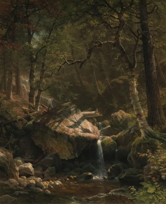 Framed Print : Mountain Brook, 1863. Creator: Albert Bierstadt Framed Print : Mountain Brook, 1863. Creator: Albert Bierstadt
