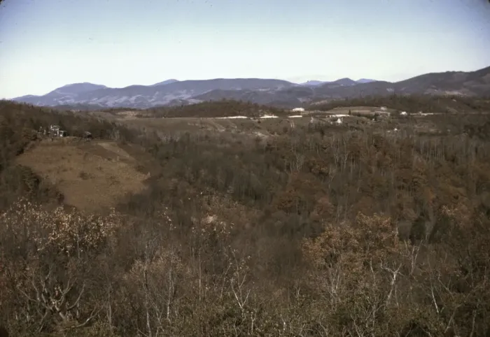 Framed Print : Mountain farms along the Skyline Drive, Va. ca. 1940. Creator: Jack Delano Framed Print : Mountain farms along the Skyline Drive, Va. ca. 1940. Creator: Jack Delano