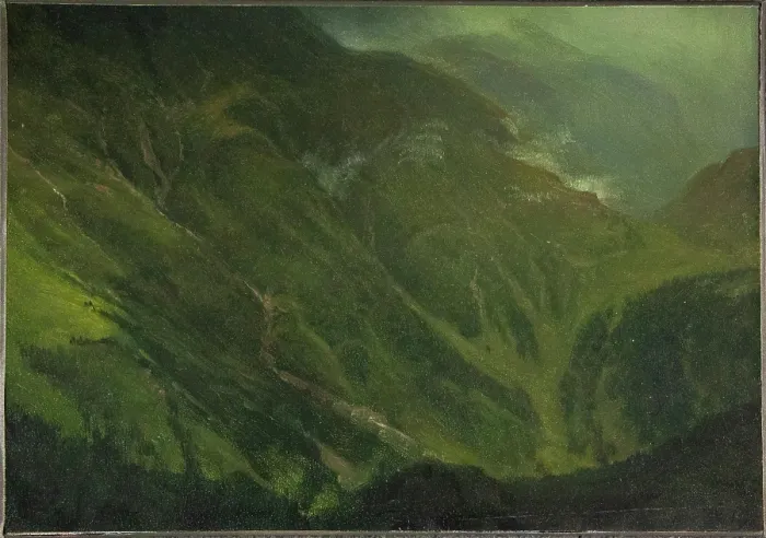 Framed Print : Mountain Gorge, 19th century. Creator: Albert Bierstadt Framed Print : Mountain Gorge, 19th century. Creator: Albert Bierstadt