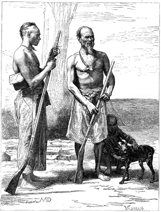 Framed Print : Mountain huntsmen, Formosa (Taiwan), 19th century. Artist: D Maillard Framed Print : Mountain huntsmen, Formosa (Taiwan), 19th century. Artist: D Maillard