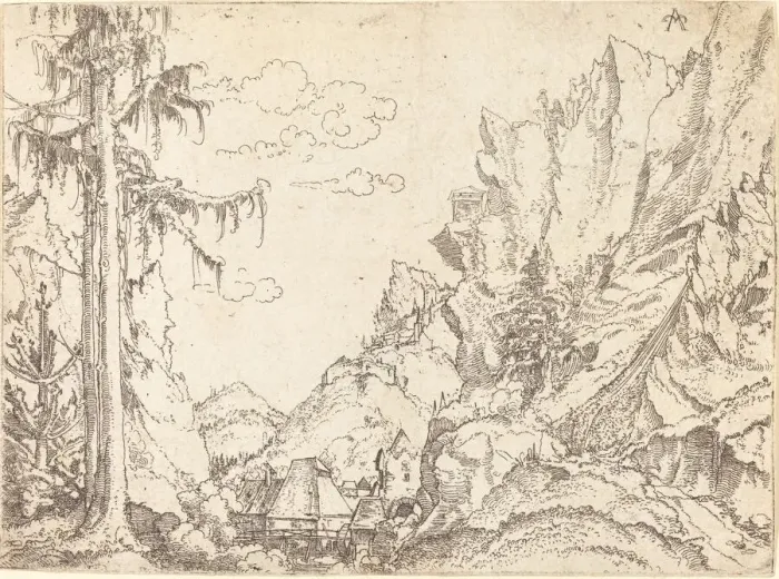 Framed Print : Mountain Landscape, 1510 / 1525. Creator: Erhard Altdorfer Framed Print : Mountain Landscape, 1510 / 1525. Creator: Erhard Altdorfer
