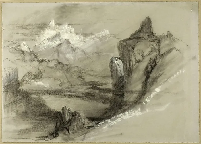 Framed Print : Mountain Landscape, 1834 / 73. Creator: John Ruskin Framed Print : Mountain Landscape, 1834 / 73. Creator: John Ruskin
