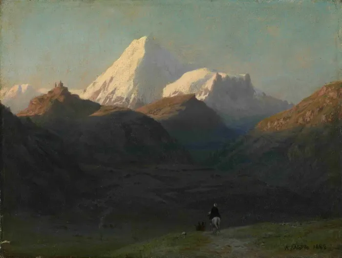 Framed Print : Mountain Landscape, 1868. Artist: Lagorio, Lev Felixovich (1827-1905) Framed Print : Mountain Landscape, 1868. Artist: Lagorio, Lev Felixovich (1827-1905)