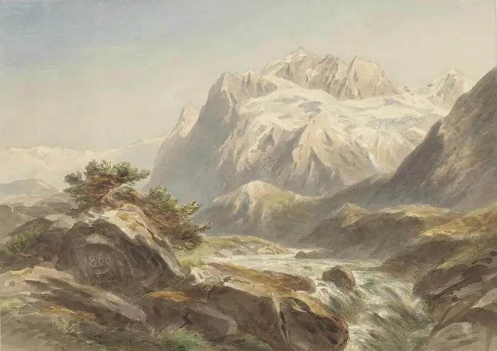 Framed Print : Mountain landscape, 1869. Creator: Willem Jan van den Berghe Framed Print : Mountain landscape, 1869. Creator: Willem Jan van den Berghe
