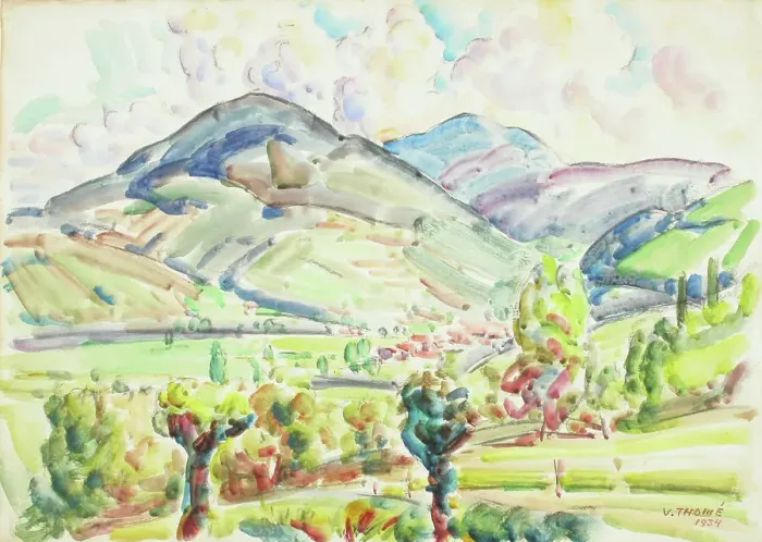Framed Print : Mountain landscape, 1934. Creator: Verner Thome Framed Print : Mountain landscape, 1934. Creator: Verner Thome