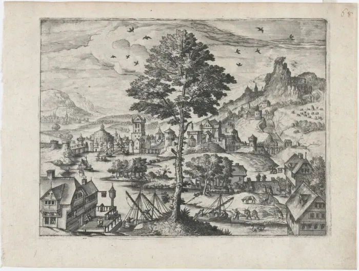 Framed Print : Mountain Landscape, ca. 1570. ca. 1570. Creators: Anon, Lucas Gassel Framed Print : Mountain Landscape, ca. 1570. ca. 1570. Creators: Anon, Lucas Gassel