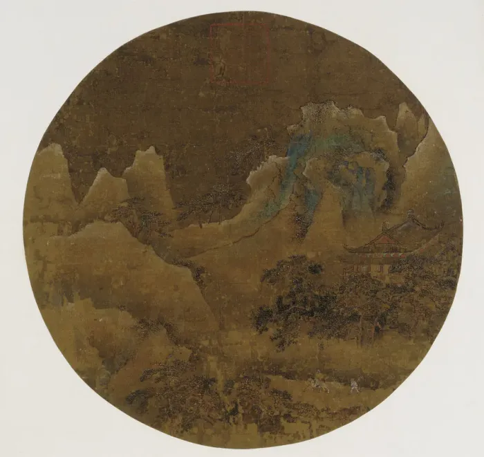 Framed Print : Mountain landscape: crags, temple and pines, Ming dynasty, 1368-1644. Creator: Unknown Framed Print : Mountain landscape: crags, temple and pines, Ming dynasty, 1368-1644. Creator: Unknown