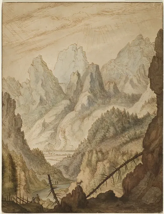 Framed Print : Mountain landscape, (late 1650s (?)). Creator: Lambert Doomer Framed Print : Mountain landscape, (late 1650s (?)). Creator: Lambert Doomer