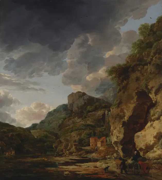 Framed Print : Mountain Landscape with River and Wagon, third quarter of the 17th century. Creators: Unknown, Herman Naiwincx, Willem Schellinks Framed Print : Mountain Landscape with River and Wagon, third quarter of the 17th century. Creators: Unknown, Herman Naiwincx, Willem Schellinks