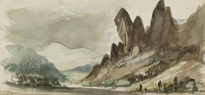 Framed Print : Mountain landscape in Thuringia, 1840. Creator: Johannes Tavenraat Framed Print : Mountain landscape in Thuringia, 1840. Creator: Johannes Tavenraat