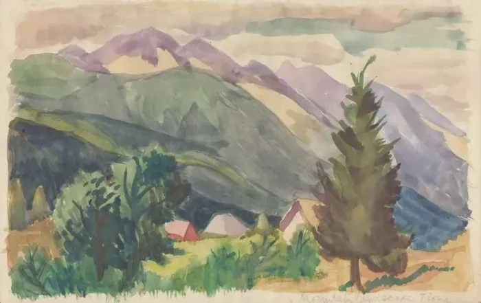 Framed Print : Mountain landscape, Tione, c1950. Creator: Shirley Markham Framed Print : Mountain landscape, Tione, c1950. Creator: Shirley Markham