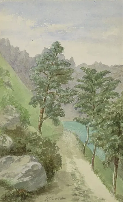 Framed Print : Mountain landscape with water near Glion, c. 1888-c. 1901. Creator: Anna Catharina Maria van Eeghen Framed Print : Mountain landscape with water near Glion, c. 1888-c. 1901. Creator: Anna Catharina Maria van Eeghen