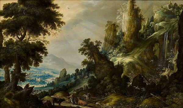 Mountain Landscape with Waterfall, 1605-1609. Artist: Keuninck, Kerstiaen, de (ca. 1560-1633)