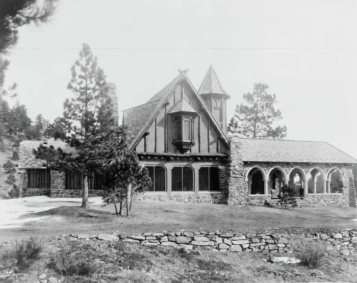 Framed Print : Mountain lodge of Mrs. Paul T. Mayo, Bear Creek Can~on, Rocky Mountains, Colorado...c1903 - 1923. Creator: Frances Benjamin Johnston Framed Print : Mountain lodge of Mrs. Paul T. Mayo, Bear Creek Can~on, Rocky Mountains, Colorado...c1903 - 1923. Creator: Frances Benjamin Johnston