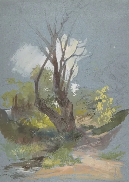 Framed Print : Mountain Path with a Tree, 1820-78. Creator: Friedrich Nerly Framed Print : Mountain Path with a Tree, 1820-78. Creator: Friedrich Nerly