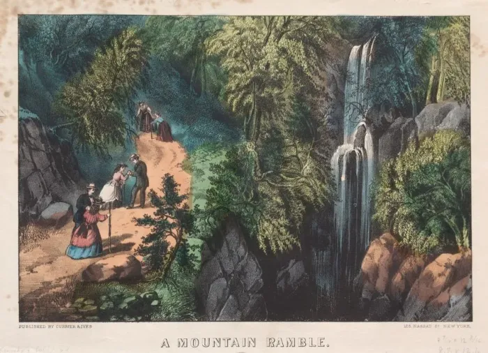 Framed Print : A Mountain Ramble, c. 1872-74. Creator: James Merritt Ives (American, 1824-1895) Framed Print : A Mountain Ramble, c. 1872-74. Creator: James Merritt Ives (American, 1824-1895)