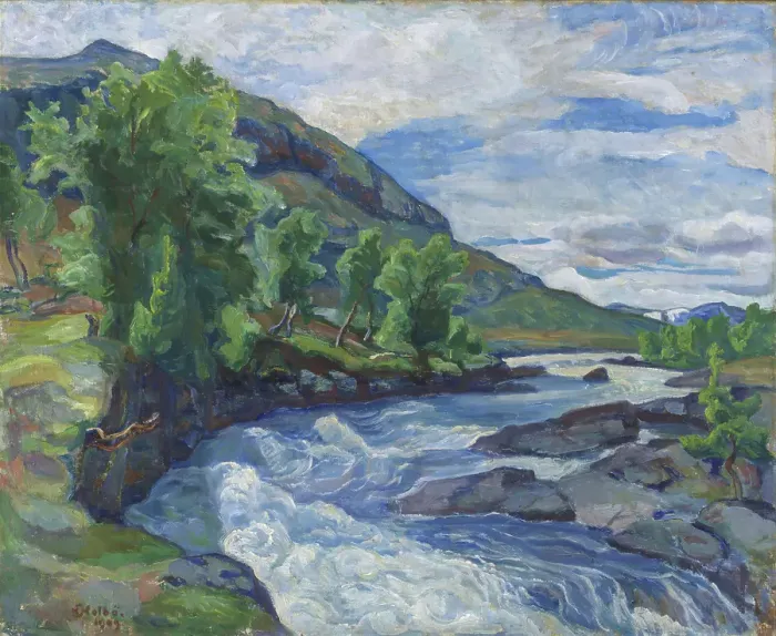 Framed Print : Mountain River, 1909. Creator: Kristen Holbo Framed Print : Mountain River, 1909. Creator: Kristen Holbo