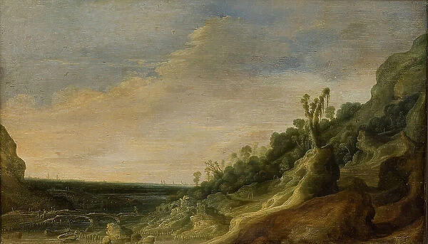Mountain Scenery with a View of a River and the Sea, 1634-1734. Creator: Jacob Jacobsz. Van Geel
