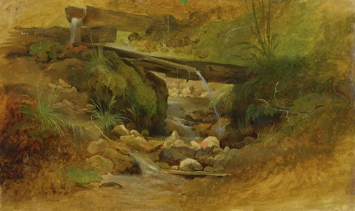 Framed Print : Mountain stream, 1860-1890. Creator: Friedrich Carl von Scheidlin Framed Print : Mountain stream, 1860-1890. Creator: Friedrich Carl von Scheidlin