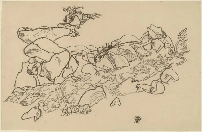 Framed Print : Mountain Stream, 1917. Creator: Egon Schiele Framed Print : Mountain Stream, 1917. Creator: Egon Schiele