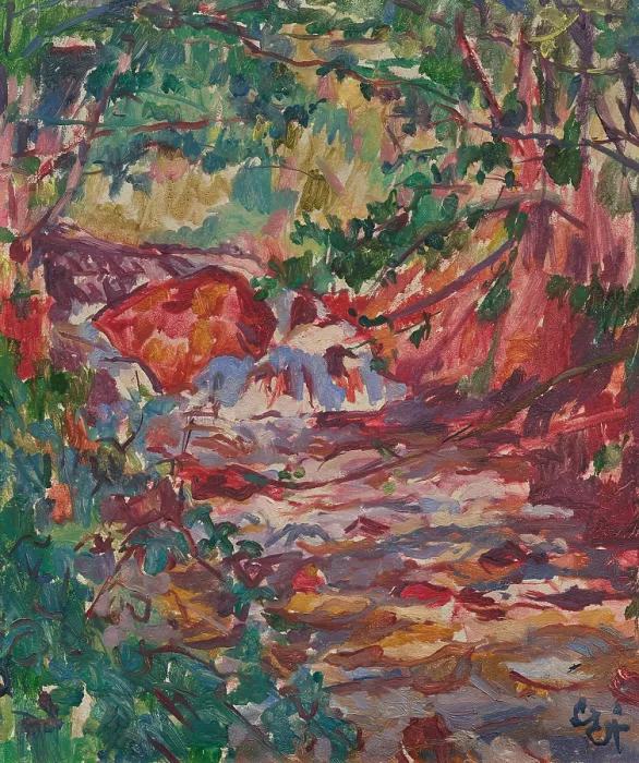 Framed Print : Mountain stream near Daganece, c1918. Creator: Giacometti, Giovanni (1868-1933)