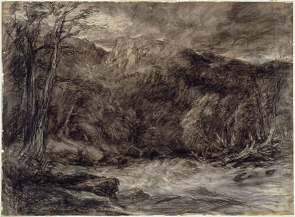 A Mountain Torrent, c. 1850. Creator: David Cox the elder