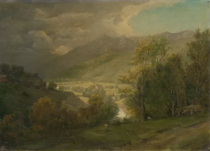 Framed Print : Mountain valley, 1860-1900. Creator: Jan Nowopacky Framed Print : Mountain valley, 1860-1900. Creator: Jan Nowopacky