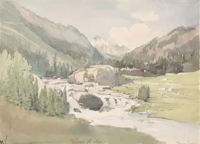 Framed Print : Mountain Valley, early-mid 19th century. Creator: Thomas Ender Framed Print : Mountain Valley, early-mid 19th century. Creator: Thomas Ender