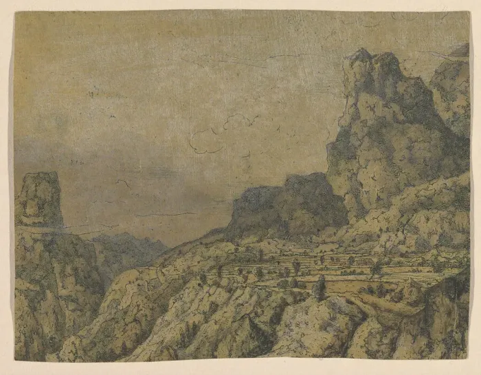Framed Print : Mountain Valley with a Plateau, ca. 1625-30. Creator: Hercules Seger Framed Print : Mountain Valley with a Plateau, ca. 1625-30. Creator: Hercules Seger