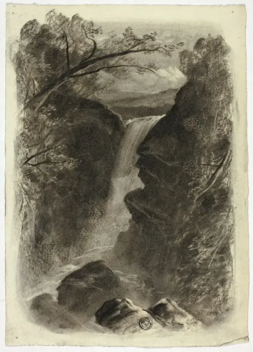 Framed Print : Mountain Waterfall, c. 1855. Creator: Elizabeth Murray Framed Print : Mountain Waterfall, c. 1855. Creator: Elizabeth Murray