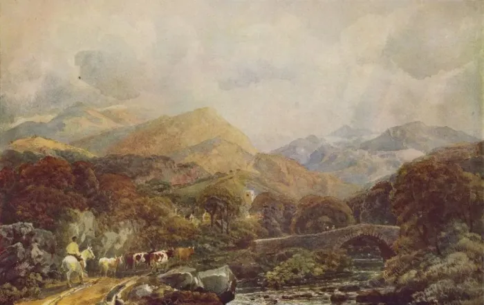 Framed Print : Mountainous Landscape, c19th century. Artist: Peter de Wint Framed Print : Mountainous Landscape, c19th century. Artist: Peter de Wint