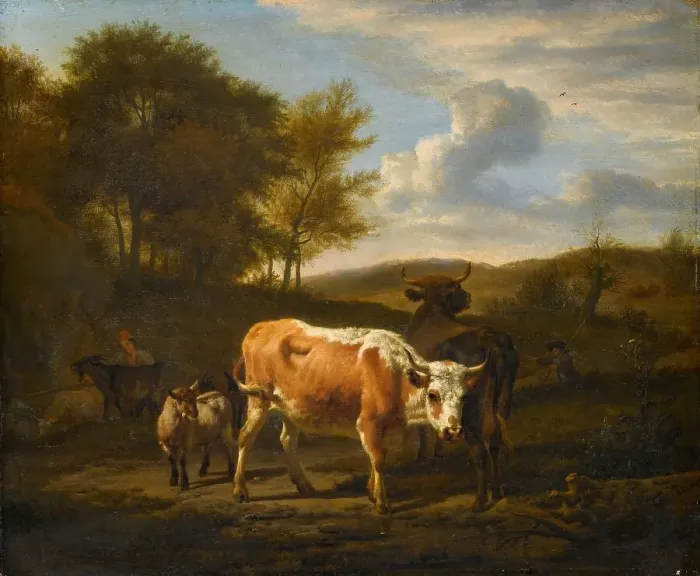 Framed Print : Mountainous Landscape with Cows, 1663. Creator: Adriaen van de Velde Framed Print : Mountainous Landscape with Cows, 1663. Creator: Adriaen van de Velde