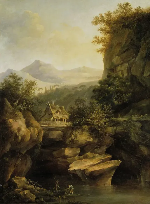 Framed Print : Mountainous Landscape with a Farm, 1803. Creator: Louis Belanger Framed Print : Mountainous Landscape with a Farm, 1803. Creator: Louis Belanger
