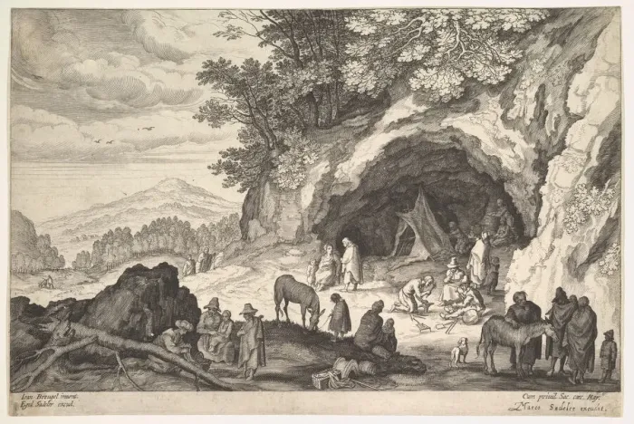 Framed Print : Mountainous Landscape with a Group of Gypsies, 1586-1629. Creator: Aegidius Sadeler II Framed Print : Mountainous Landscape with a Group of Gypsies, 1586-1629. Creator: Aegidius Sadeler II
