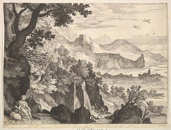 Mountainous Landscape with the Rest on the Flight into Egypt. n. d