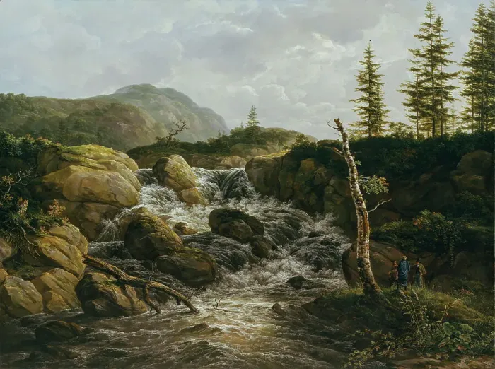 Framed Print : Mountainous Landscape with a Waterfall, Norway;Nordic Landscape with a Waterfall, 1817. Creator: Johan Christian Dahl Framed Print : Mountainous Landscape with a Waterfall, Norway;Nordic Landscape with a Waterfall, 1817. Creator: Johan Christian Dahl