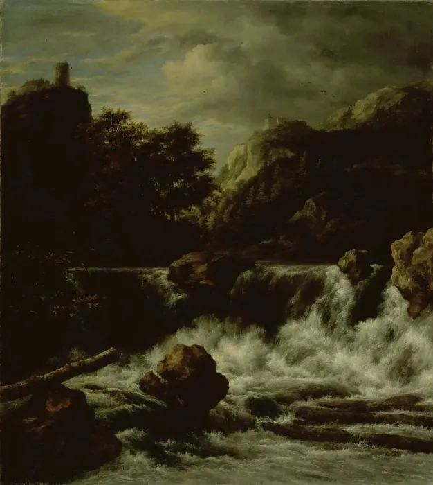 Framed Print : Mountainous Landscape with Waterfall, 1650-1682. Creator: Jacob van Ruisdael