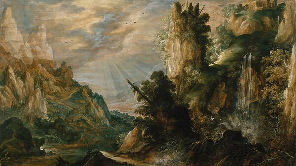 A Mountainous Landscape with a Waterfall, ca. 1600. Creator: Kerstiaen de Keuninck