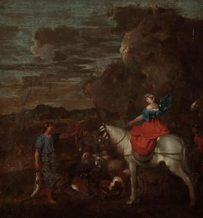 Framed Print : Mountainous Landscape with a Woman Riding, c17th century. Creator: Unknown Framed Print : Mountainous Landscape with a Woman Riding, c17th century. Creator: Unknown