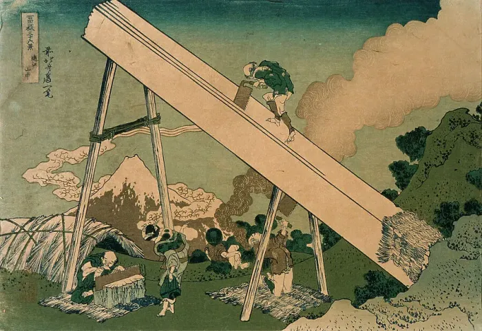 Framed Print : In the Mountains of Totomi, 19th century. Creator: Hokusai Framed Print : In the Mountains of Totomi, 19th century. Creator: Hokusai