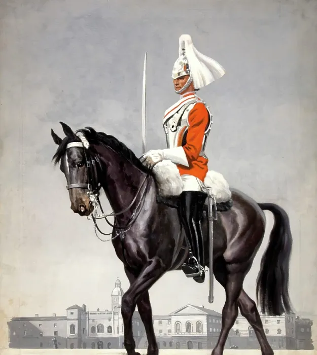 Framed Print : Mounted cavalryman in Horseguards Parade, London, between 1939 and 1946. Creators: Unknown, Central Office of Information Framed Print : Mounted cavalryman in Horseguards Parade, London, between 1939 and 1946. Creators: Unknown, Central Office of Information