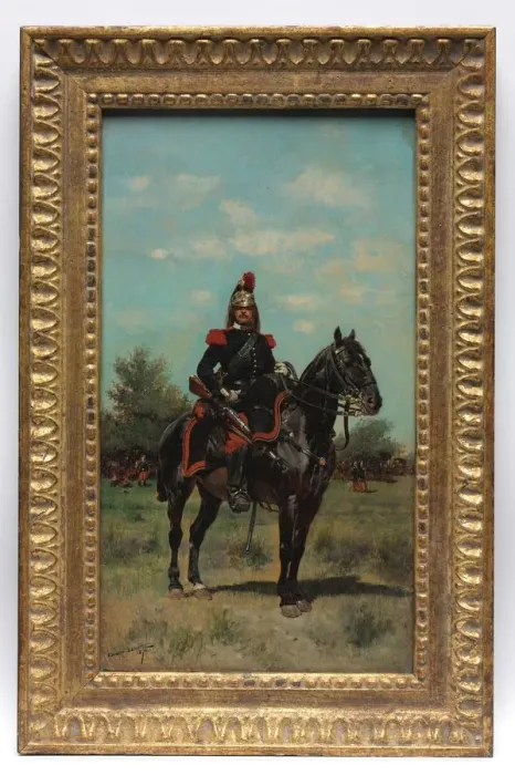 Framed Print : Mounted Dragoon Officer, 1876. Creator: Edouard Detaille (French, 1848-1912) Framed Print : Mounted Dragoon Officer, 1876. Creator: Edouard Detaille (French, 1848-1912)