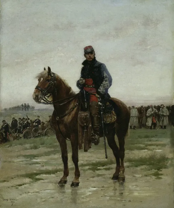 Framed Print : A Mounted Officer, 1877. Creator: Jean Baptiste Edouard Detaille Framed Print : A Mounted Officer, 1877. Creator: Jean Baptiste Edouard Detaille