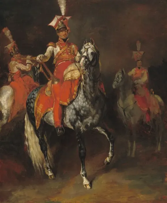 Framed Print : Mounted Trumpeters of Napoleons Imperial Guard, 1813 / 1814. Creator: Theodore Gericault Framed Print : Mounted Trumpeters of Napoleons Imperial Guard, 1813 / 1814. Creator: Theodore Gericault