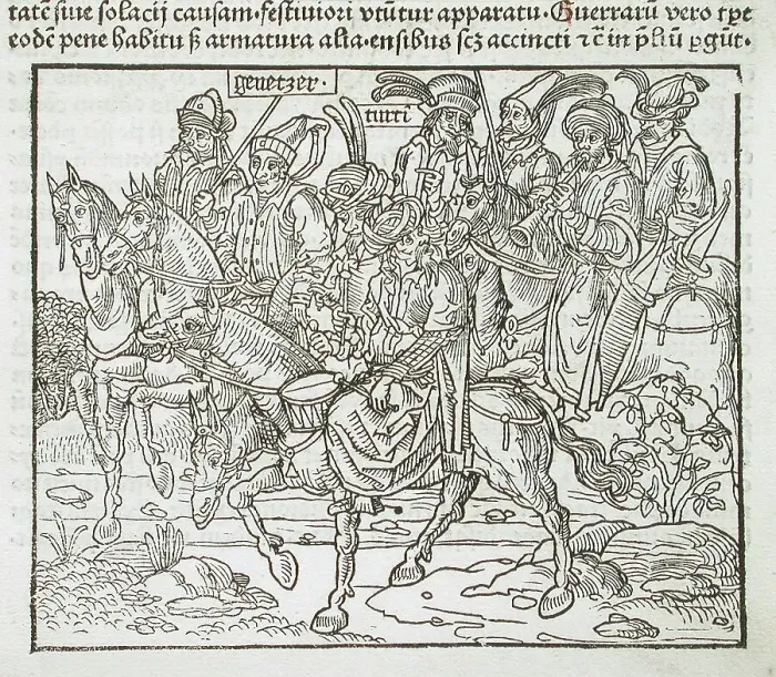 Framed Print : Mounted Turks, published 1486. Creator: Erhard Reuwich Framed Print : Mounted Turks, published 1486. Creator: Erhard Reuwich