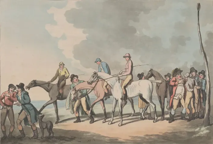 Framed Print : Mounting [The Mount], January 1, 1799. January 1, 1799. Creator: Thomas Rowlandson