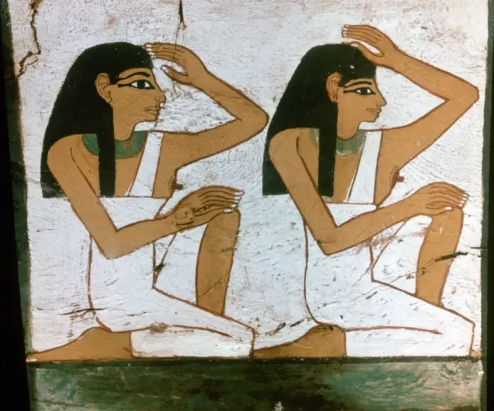 Framed Print : Two Mourners, detail of the decoration of a sarcophagus of The Lady of Madja, 18th Dynasty Framed Print : Two Mourners, detail of the decoration of a sarcophagus of The Lady of Madja, 18th Dynasty