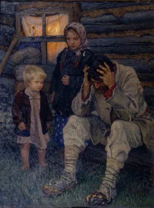 Framed Print : Mourning, 1909. Artist: Bogdanov-Belsky, Nikolai Petrovich (1868-1945) Framed Print : Mourning, 1909. Artist: Bogdanov-Belsky, Nikolai Petrovich (1868-1945)
